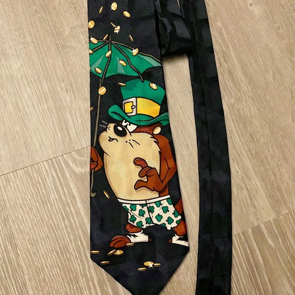 Vintage  Looney Tunes  TAZ  Men  💯 Silk  Handmade  Neck Tie  Necktie  19… - Picture 1 of 4